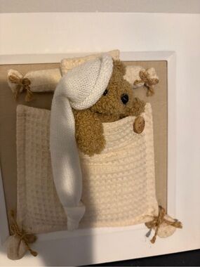 Plush Brown Bear in Cream Knit Sleeping Cap - Kids Accessories